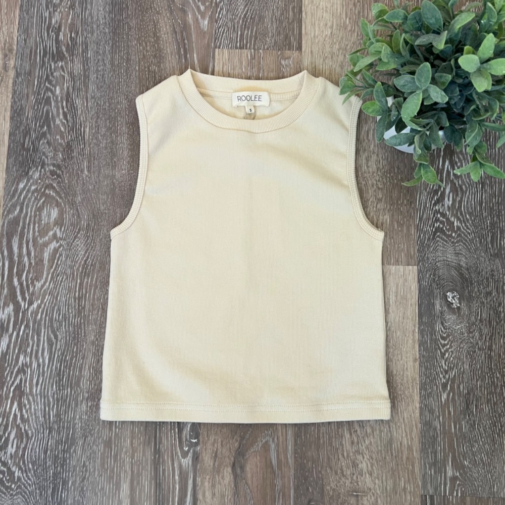 Roolee Cream Colored Ribbed Cropped Tank Size S